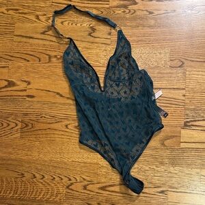 NWT Victoria's Secret Dark Teal Sheer Bodysuit